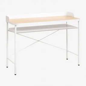 Bureau 120x50 Cm In Staal En Mdf Kerobert Licht Houtbruin - Ivoorwit - Sklum