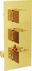 Mexen Cube thermostatische bad-douchekraan met 3 uitgangen, goud - 77503-50