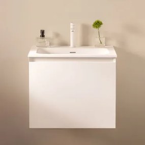 Macrae Zwevend Houten Badkamermeubelset Met Geïntegreerde Wastafel Wit & Spiegelloze & Wit ↑20 Cm Met Overloop - Sklum