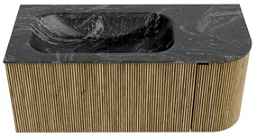 Mondiaz Kurve-dlux 105cm badmeubel ronding rechts dusk met 1 lade en deur en wastafel big small links zonder kraangat lava