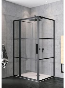 Riho Grid douchecabine XL 130x100x200cm 1 draaideur zwart profiel en helder glas G004024121