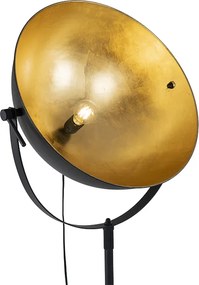 Industriële vloerlamp zwart 50 cm met goud verstelbaar - Magnax