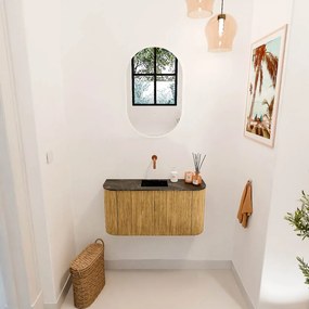 Mondiaz Joya DLux 85cm toiletmeubel ronding links/rechts oak met wastafel faye midden zonder kraangat lava