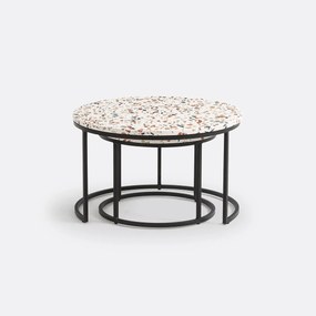Set van 2 mimi salontafels in terrazzo, Hervé