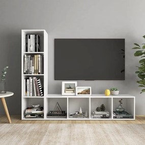 vidaXL Tv-meubelen 2 st 142,5x35x36,5 cm spaanplaat hoogglans wit