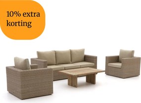 + 10% kassakorting | Stoel-bank loungeset Intenso | 5 personen | Loungeset Old Teak Greywash/Beige | Wicker (vlechtwerk) | Kees Smit Tuinmeubelen