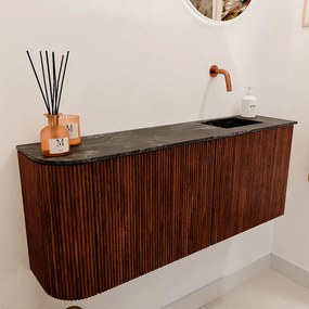 Mondiaz Joya DLux 100cm toiletmeubel ronding links ruby met wastafel faye rechts zonder kraangat lava