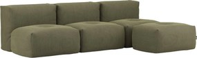 Soft Zitzak Indoor 3 Seater Open + Pouf - Corduroy Olive