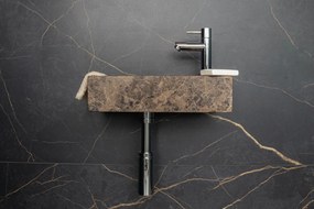 Saniclear Dark Emperador fonteinset met rechte kraan in chroom
