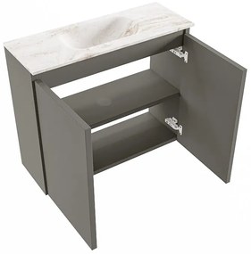 Mondiaz Ture DLux toiletmeubel 60cm smoke met wastafel frappe midden met kraangat