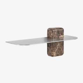 Serbian Roestvrijstalen Wandplank ↔︎ 45 Cm & Bruin Emperador Marmer - Sklum