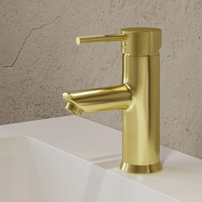 Saniclear Brass Curved wastafelkraan geborsteld messing - mat goud