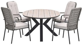 Garden Impressions Aleria tuinset 5-delig taupe - Tulli tuintafel 180x115 cm - light teak vironwood