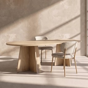Ovale Eettafel Met Kruisvoet Naturel - 230 X 115cm.