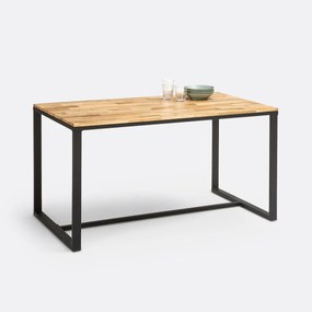 Tafel 4/6 personen in eik en staal, Hiba