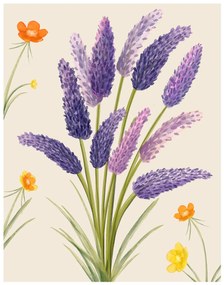 Ilustratie Purple flower, Bohonewart, (30 x 40 cm)