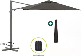 Parasol Shadowline Francisco | Inclusief hoes | Rond | 330cm | Met draaihendel | Zwart | Kees Smit Tuinmeubelen