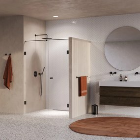 Brauer Void Carving profielloze nisdeur 140cm met draaideur 70cm aan muur gunmetal geborsteld PVD