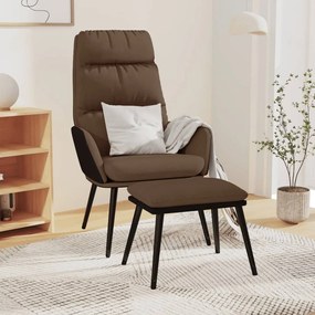 vidaXL Relaxstoel met voetenbank stof en kunstleer bruin