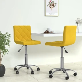 vidaXL Eetkamerstoelen draaibaar 2 st fluweel mosterdgeel