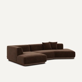 Open hoekbank in chenille fluweel, Jacopo