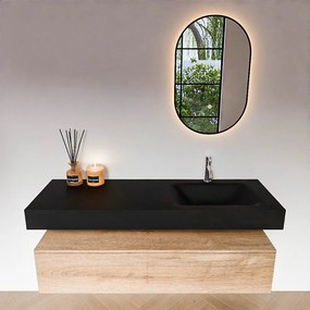 Zaro Alan badmeubel 140cm washed oak 1 lade met vrijhangende wastafel cloud rechts 1 kraangat urban