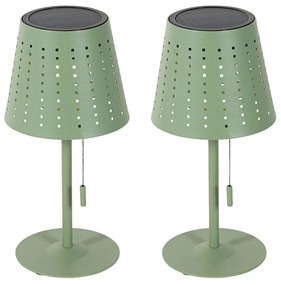 Buitenlamp met dimmer LED Set van 2 tafellamp met dimmeren groen oplaadbaar en solar - Ferre Design IP44 Buitenverlichting