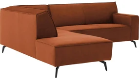 Goossens Basic Hoekbank Edolo oranje, stof, urban industrieel met ligelement links