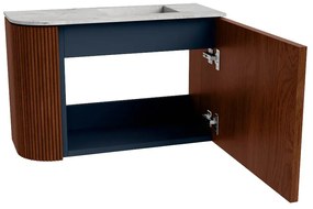 Mondiaz Joya DLux 60cm toiletmeubel ronding links ruby met wastafel faye rechts zonder kraangat glace