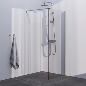 Brauer Brushed Season Inloopdouche helder glas 90x200 met muurprofiel RVS-kleurig geborsteld