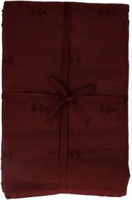 Tafelkleed, GOTS bio-katoen, wijnrood, geborduurde takjes, 145 x 300 cm