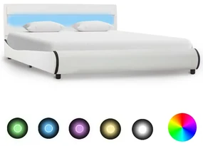 vidaXL Bedframe met LED kunstleer wit 160x200 cm