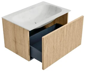 Mondiaz Kurve-dlux 70cm badmeubel oak met 1 lade en wastafel big small midden 1 kraangat opalo