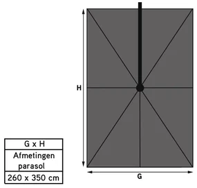 Platinum Challenger rechthoek zweefparasol T2 Premium - 2,6 x 3,5 m. - Manhattan