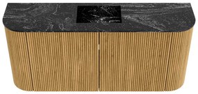 Mondiaz Joya DLux 95cm toiletmeubel ronding links/rechts oak met wastafel faye midden 1 kraangat lava