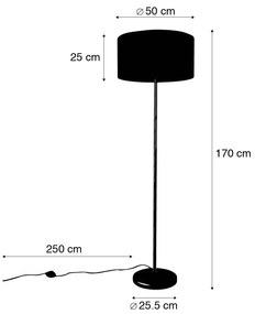 Vloerlamp messing met boucle kap taupe 50 cm - Simplo Design, Modern E27 rond Binnenverlichting Lamp