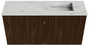 Mondiaz Joya DLux 80cm toiletmeubel walnut met wastafel faye rechts zonder kraangat opalo