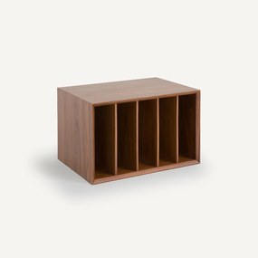 Kast voor vinylplaten in notenhoutfineer B60xD42 cm Archivita XL