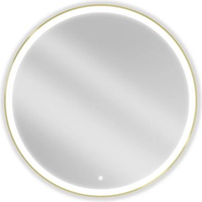 Mexen Esso ronde verlichte badkamerspiegel, 100 cm, LED 6000K, antivries, gouden frame - 9825-100-100-611-50