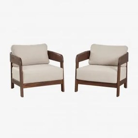 Set Van 2 Fauteuils Van Acaciahout Uleno Donker Acaciabruin - Sklum