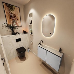 Mondiaz Ture DLux toiletmeubel 80cm plata met wastafel ostra links met kraangat