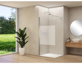 ST 01 vaste wand helder glas met satijnbaan en glasbehandeling 107-109 cm geborsteld koper beslag met muurprofiel en stabilisatiestang ST01500110GSSCM