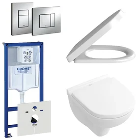 Villeroy & Boch O.Novo toiletset - compact - met inbouwreservoir - softclose en quickrelease zitting - bedieningsplaat verticaal/horizontaal chroom 0720001/0729205/0124162/0124182/