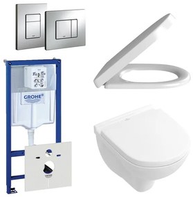 Villeroy & Boch O.Novo toiletset - compact - met inbouwreservoir - softclose en quickrelease zitting - bedieningsplaat verticaal/horizontaal chroom 0720001/0729205/0124162/0124182/