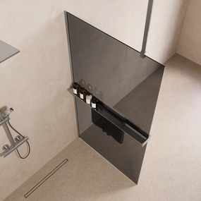 Saniclear Bright inloopdouche 90cm met handdoekhouder en rookglas chroom
