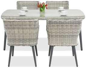 Exclusieve dining tuinset van kunststof rotan Córdoba voor 4 personen Garden Point wit