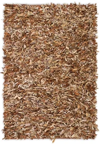 vidaXL Tapijt shaggy hoogpolig 160x230 cm echt leer tan