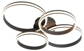 Plafondlamp zwart incl. LED 3-staps dimbaar 4-lichts - Navara