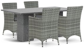 Tuinset 4 personen 180 cm Wicker Grijs Domani Furniture Miami/Graniet