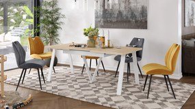 AVERY eik Sonoma / onderkant wit - LOFT/INDUSTRIËLE TAFEL VOOR WOONKAMER / EETKAMER UITKLAPBAAR TOT 290 cm!